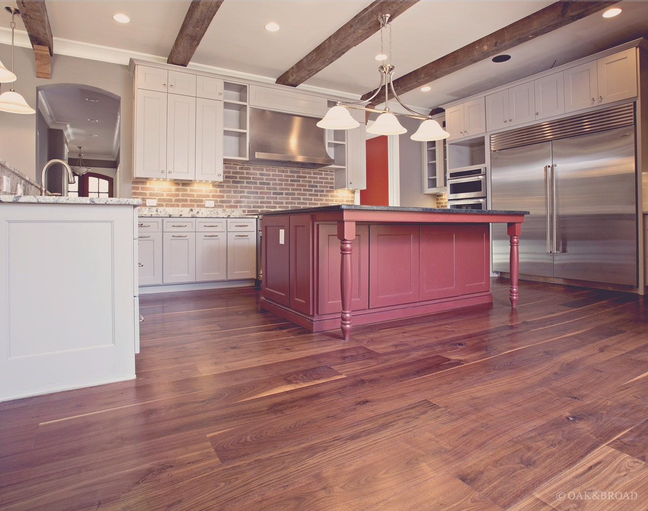 Black Walnut Flooring Heart Pine Beams In Atlanta Home