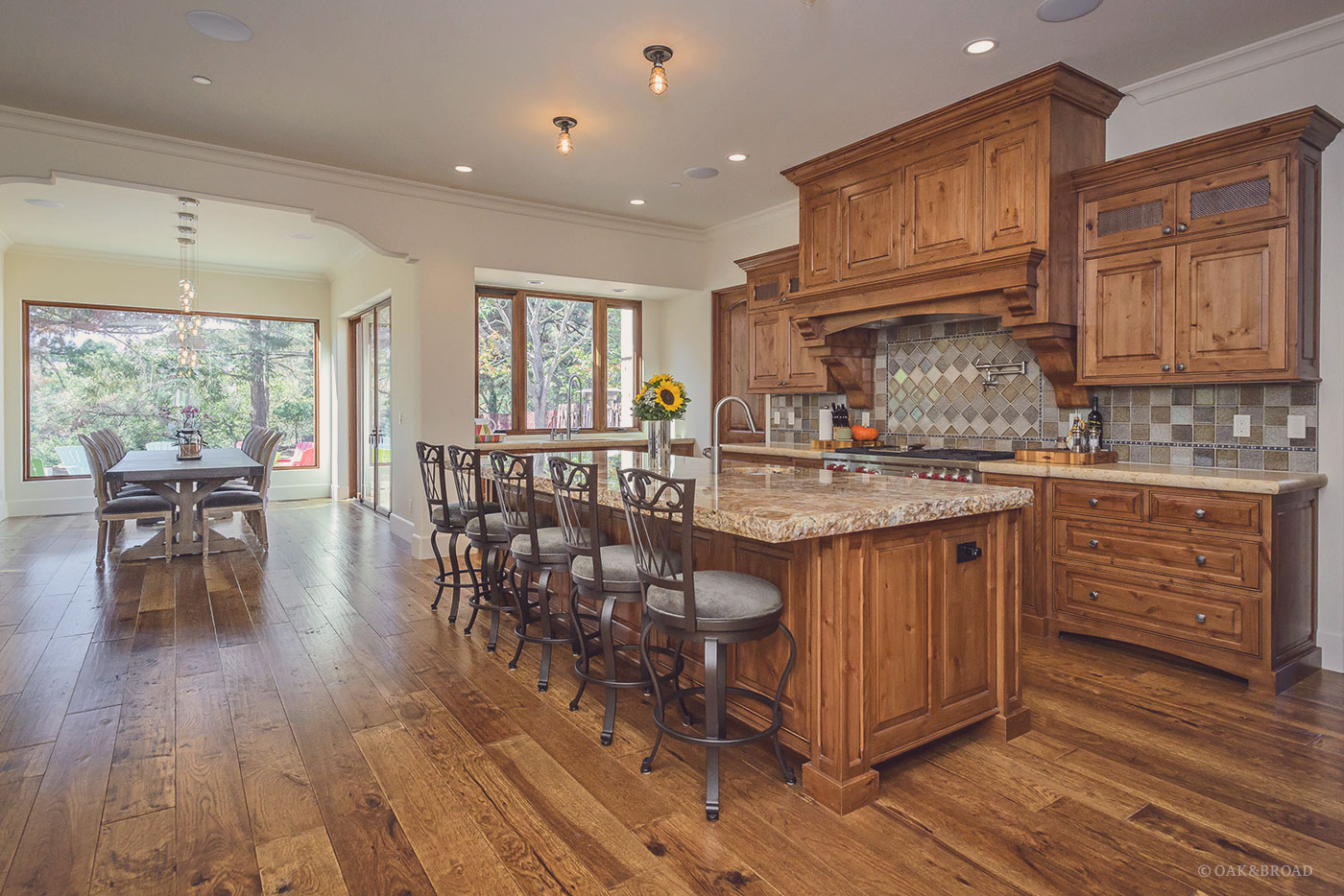 Custom Hand Scraped Hickory Floor In Cupertino Oak Broad