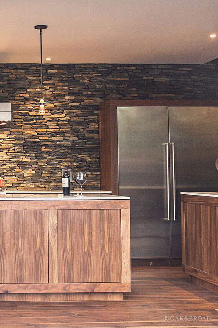 Wide Plank Black Walnut Hardwood Floor by Oak and Broad | Modern kitchen with clean lines and rustic materials, a combination we love