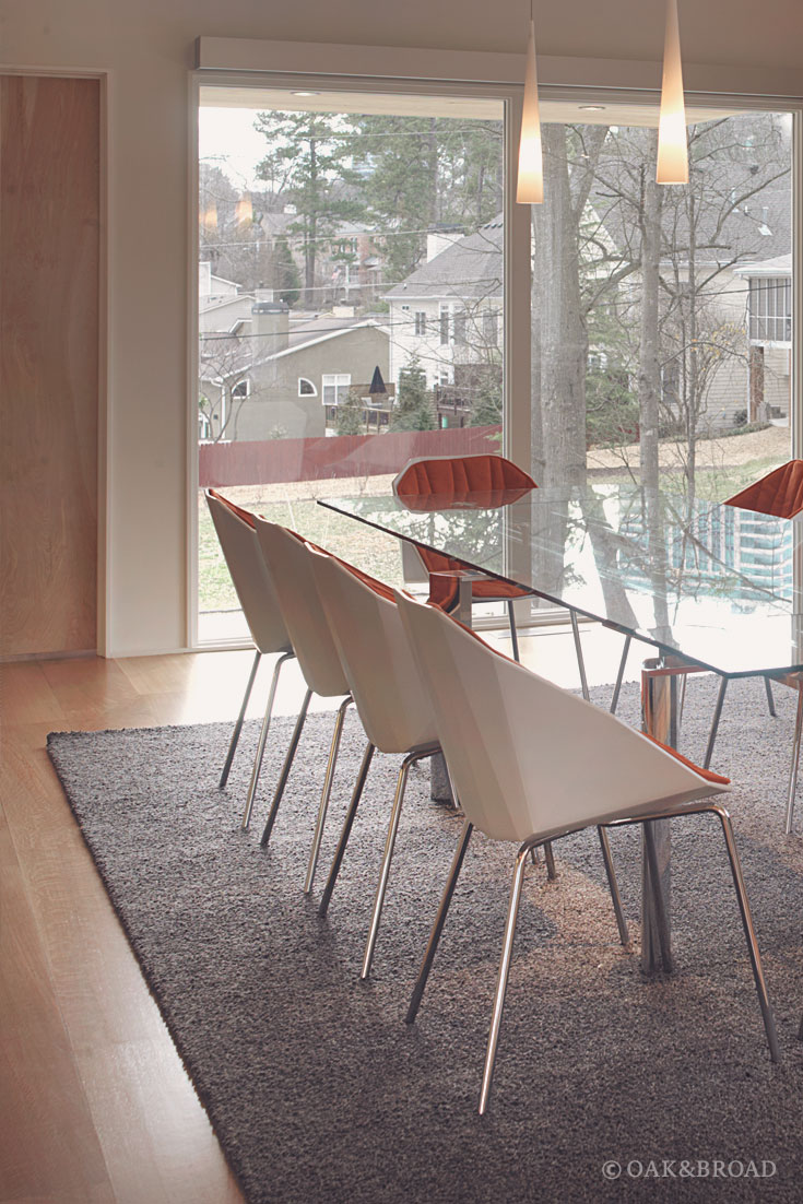 Wide Plank White Oak Hardwood Floor by Oak and Broad | Natural light in kitchen area