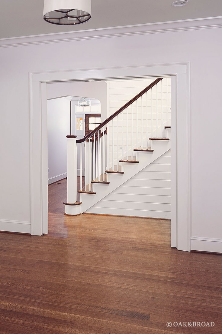 Wide Plank White Oak Floor By Oak And Broad | Select & Better Rift & Quartered | Matching stair treads