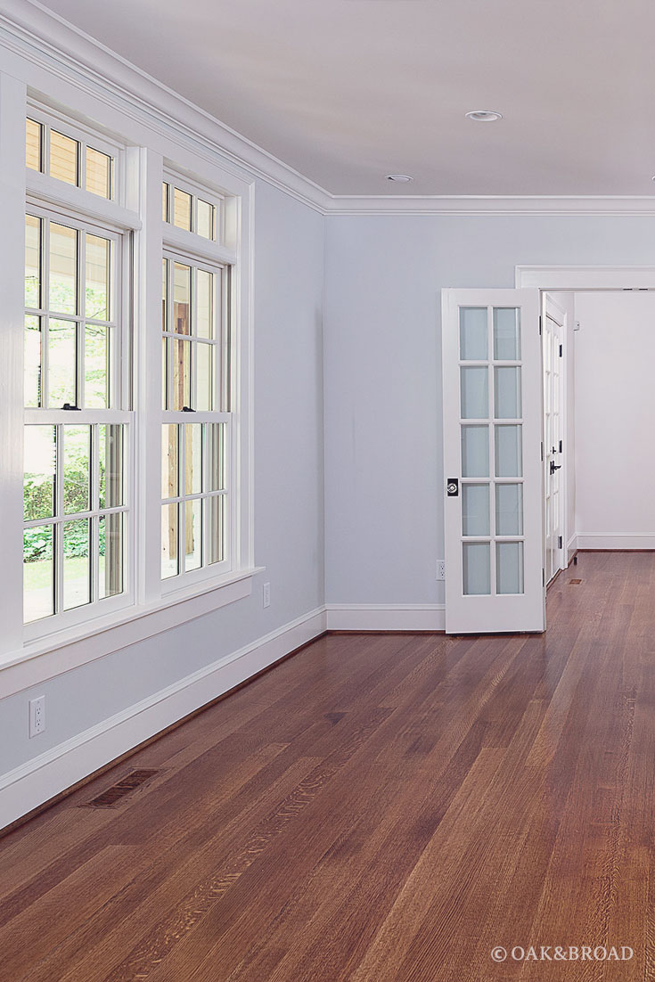 Wide Plank White Oak Floor By Oak And Broad | Select & Better Rift & Quartered | View through French Doors