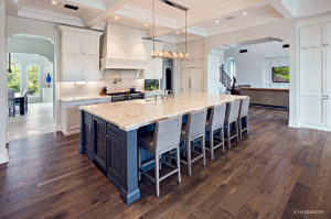 Custom wide plank hardwood floor by Oak and Broad