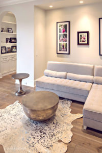 Custom wide plank hardwood floor by Oak & Broad in living room of Arizona Home