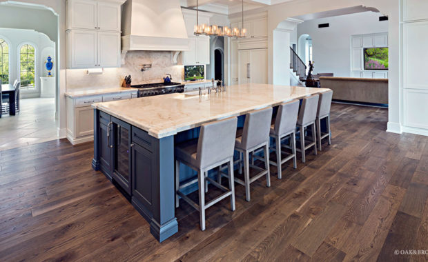 maple wood flooring in contemporary kitchen