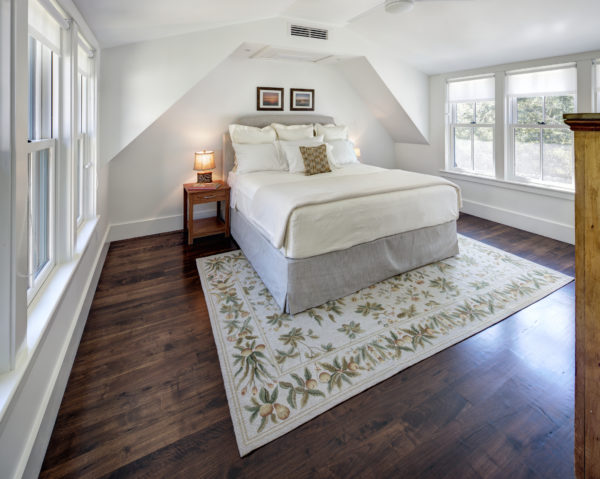 bedroom with maple wood plank flooring - Oak and Broad