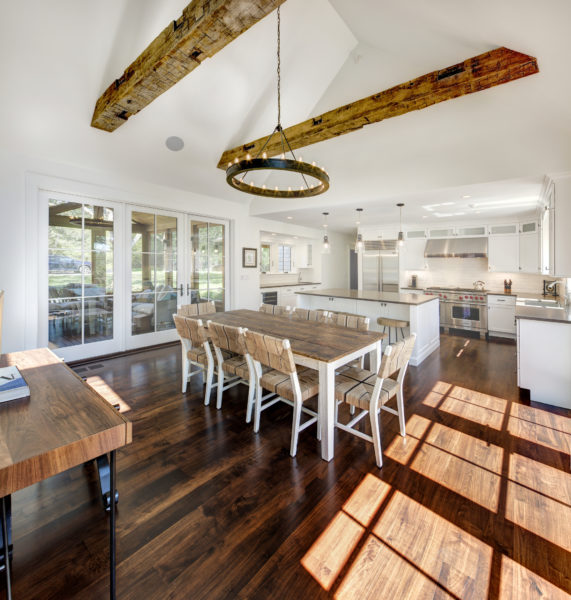 Solid Black Walnut Plank Flooring in Kitchen