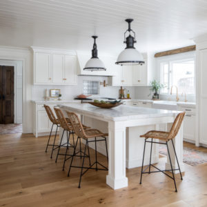 White Kitchen With Marble Counter Tops - Oak And Broad