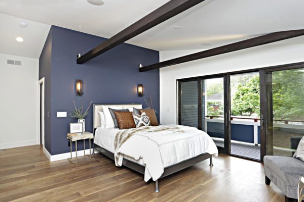 Bedroom With Blue Wall - Oak And Broad